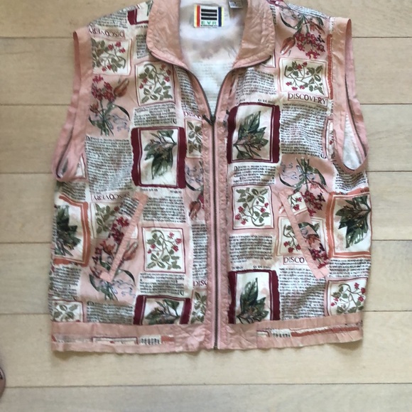 Pink floral print silk jacket with removable sleeves, S, vintage - Picture 11 of 15